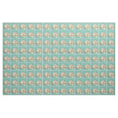 Sepia Stripte Muschel auf Aquamarin Stoff (Yard (91,4 cm))