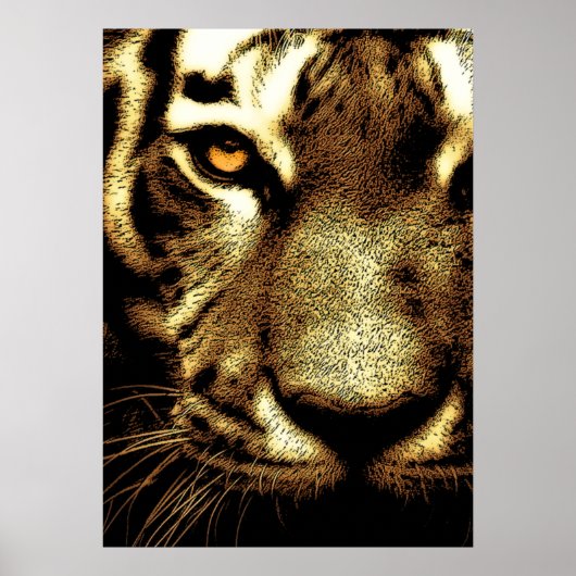 Sepia Sumatran Borneo Tiger Eye Artwork Poster (Vorne)