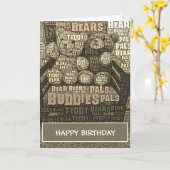 Sepia Teddy Bar Buddies Word Cloud Card Karte (Gelbe Blume)