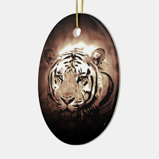 Sepia Tiger Keramikornament (Links)