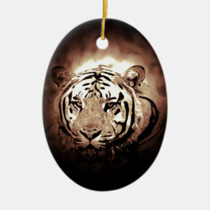 Sepia Tiger Keramikornament