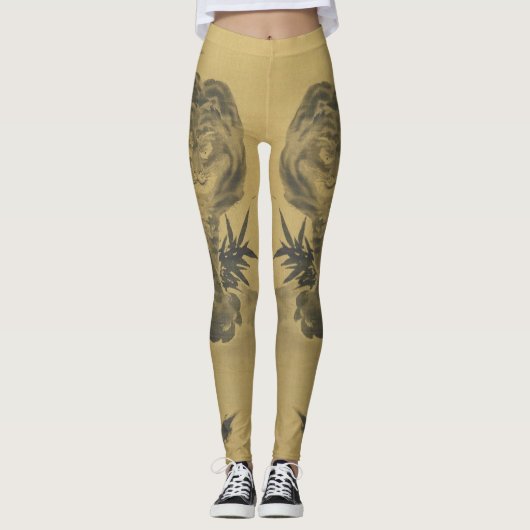 Sepia Tiger und Bamboo Leggings (Vorderseite)