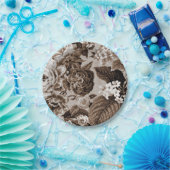 Sepia-Ton Brown BlumenToile No.1 Pappteller (Party)