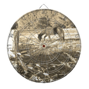 Sepia ton Brown Pferd und Zaun Dartscheibe