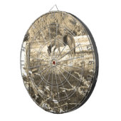 Sepia ton Brown Pferd und Zaun Dartscheibe (Vorderseite rechts)