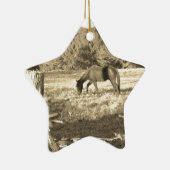 Sepia ton Brown Pferd und Zaun Keramik Ornament (Rechts)