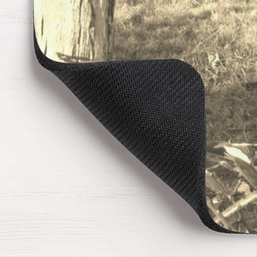 Sepia ton Brown Pferd und Zaun Mousepad (Ecke)