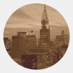 Sepia-Ton New York City Runder Aufkleber