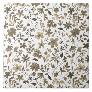 Sepia-Ton-Vintage-Blumenprint Fliese