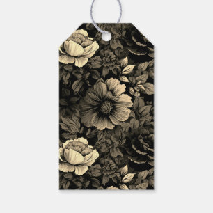 Sepia-Ton-Vintage-Blumenprint Geschenkanhänger