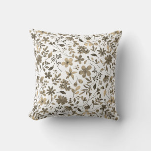Sepia-Ton-Vintage-Blumenprint Kissen