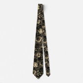 Sepia-Ton-Vintage-Blumenprint Krawatte (Vorderseite)