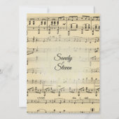 Sepia Tone Antique Sheet Music Theme Wedding Einladung (Rückseite)