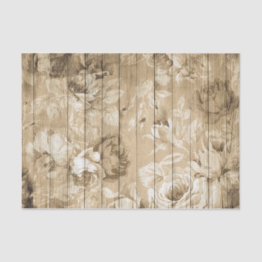 Sepia Tone Blume und Rose auf Holz Seidenpapier (Vorderseite)