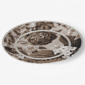 Sepia Tone Brown Floral Toile No.1 Pappteller (Schrägansicht)