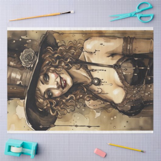 Sepia Tone Charming Dancer Decoupage Paper Seidenpapier (Basteln)