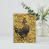 Sepia Tone Crowing Rooster Postkarte (Stehend Vorderseite)