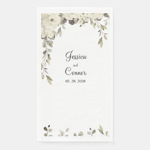 Sepia Tone Ecru Peony Grüne Weinroute Hochzeit Serviette