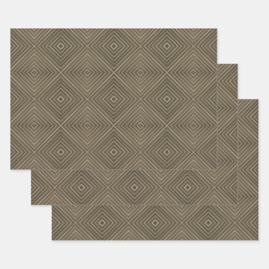 Sepia Tone Hypnotic Diamond Modern Pop Art Geschenkpapier Set (Set)