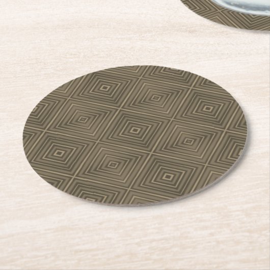 Sepia Tone Hypnotic Diamond Modern Pop Art Runder Pappuntersetzer (Angewinkelt)
