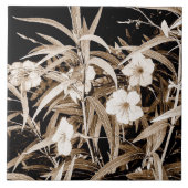 Sepia Tone Mexican Petunias Fliese (Vorderseite)