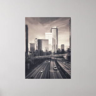 Sepia tone Seattle Cityscape mit Highway Leinwanddruck