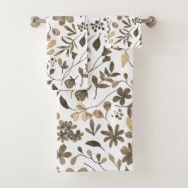 Sepia Tone Vintag Floral Print Badhandtuch Set