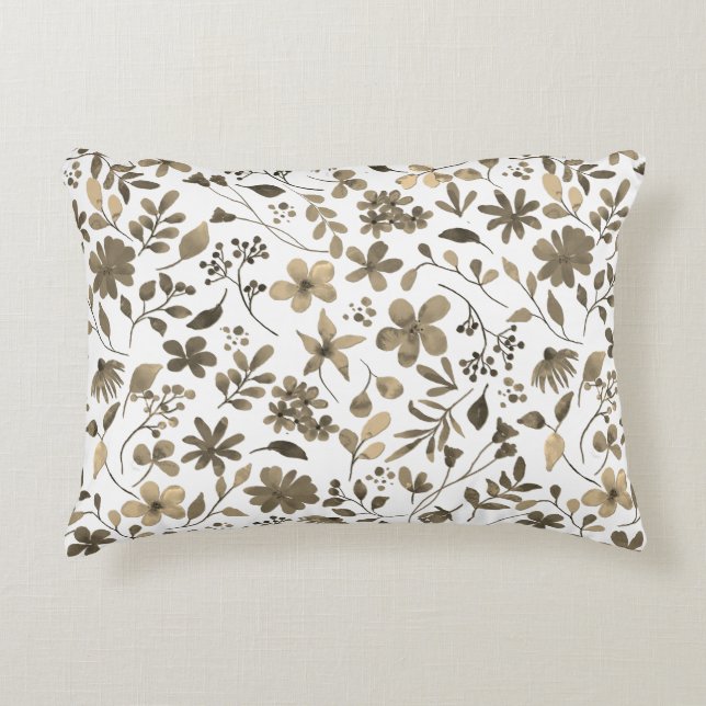 Sepia Tone Vintag Floral Print Dekokissen (Vorderseite)
