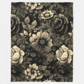 Sepia Tone Vintag Floral Print Fleecedecke (Vorderseite)