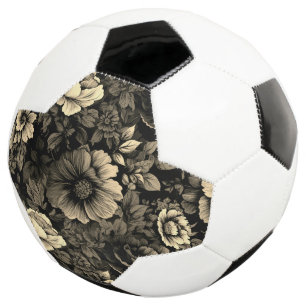 Sepia Tone Vintag Floral Print Fußball