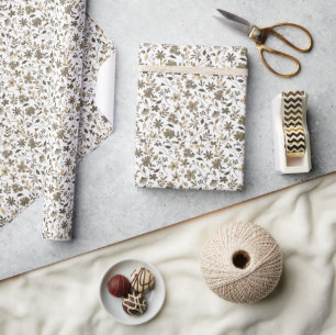 Sepia Tone Vintag Floral Print Geschenkpapier