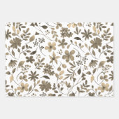 Sepia Tone Vintag Floral Print Geschenkpapier Set (Vorderseite 3)