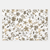 Sepia Tone Vintag Floral Print Geschenkpapier Set (Vorderseite)