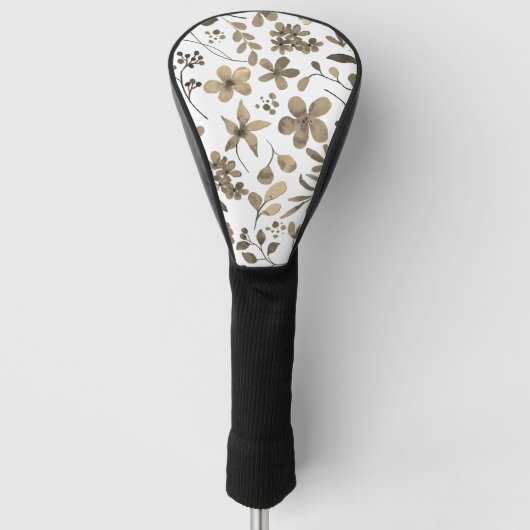 Sepia Tone Vintag Floral Print Golf Headcover (Vorderseite)