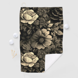 Sepia Tone Vintag Floral Print Golfhandtuch