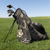 Sepia Tone Vintag Floral Print Golfhandtuch (Gras)