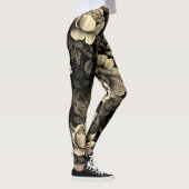 Sepia Tone Vintag Floral Print Leggings (Rechts)