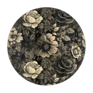 Sepia Tone Vintag Floral Print Schneidebrett