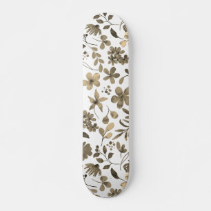Sepia Tone Vintag Floral Print Skateboard
