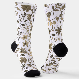 Sepia Tone Vintag Floral Print Socken