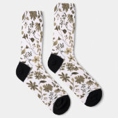 Sepia Tone Vintag Floral Print Socken (Rechts)