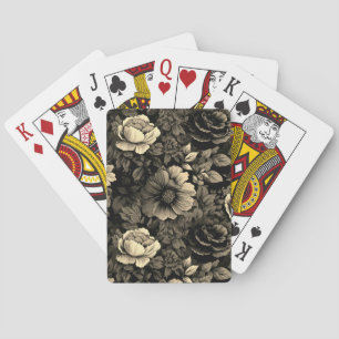 Sepia Tone Vintag Floral Print Spielkarten