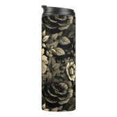 Sepia Tone Vintag Floral Print Thermosbecher (Nach rechts gedreht)