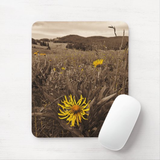 Sepia tone Yellow Wildblumen Mousepad (Mit Mouse)