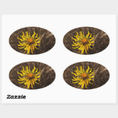 Sepia tone Yellow Wildblumen Ovaler Aufkleber (Blatt)