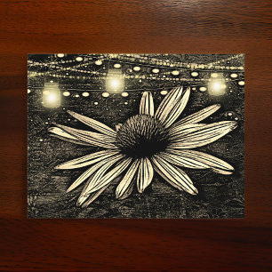 Sepia Toned Coneflower unter Golden Jar Lights Postkarte