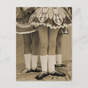 Sepia Toned Irish Dance Postcard Postkarte