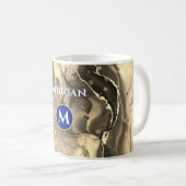 Sepia Toned Liquid Ink, Monogramm und Name Kaffeetasse (VorderseiteRechts)