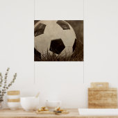 Sepia Toned Soccer Ball Poster (Küche)