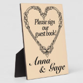 Sepia-Toned Viktorianisch Heart Wedding Fotoplatte (Seite)